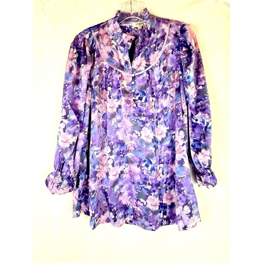 NWT‎ Umgee Purple Floral Blouse L Watercolor Boho Romantic Cottagecore Top